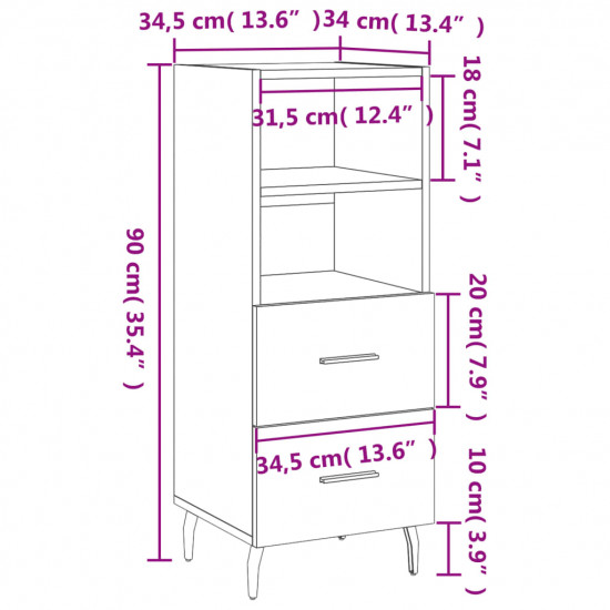 Komoda biela 34,5x34x90 cm spracované drevo