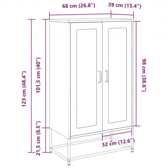 Highboard White 68x39x123 cm Oceľ