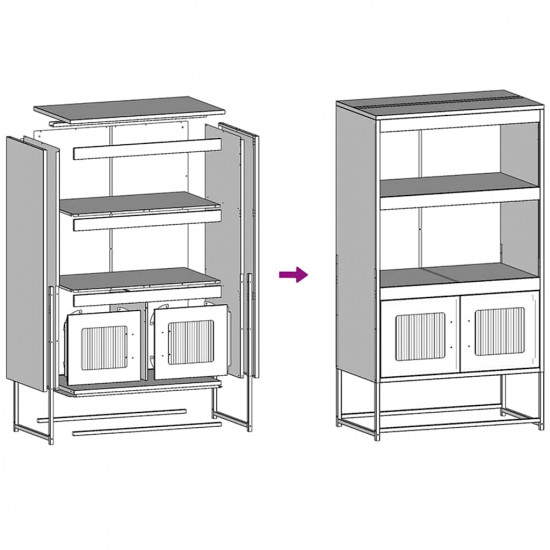 Highboard White 68x39x123 cm Oceľ