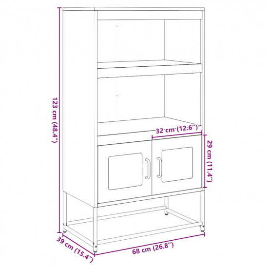 Highboard White 68x39x123 cm Oceľ