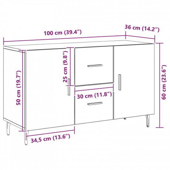 Biela komoda Čierny Dub 100x36x60 cm