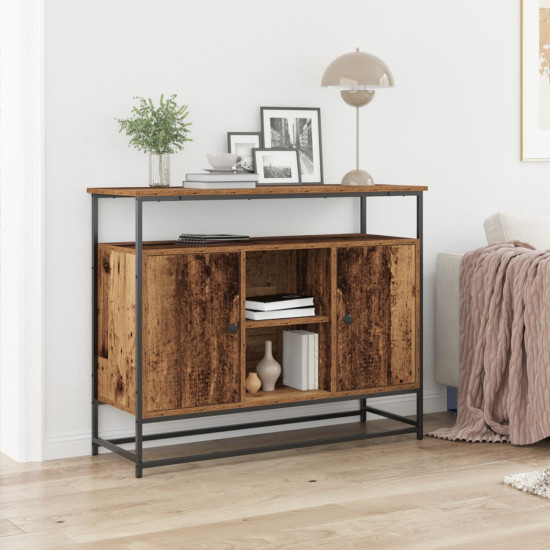 Komoda Staré drevo 100x35x80 cm Inžinierstvo drevo a oceľ