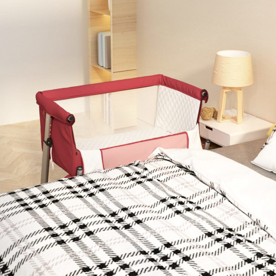 Detská posteľ s matracom červená ľanová látka