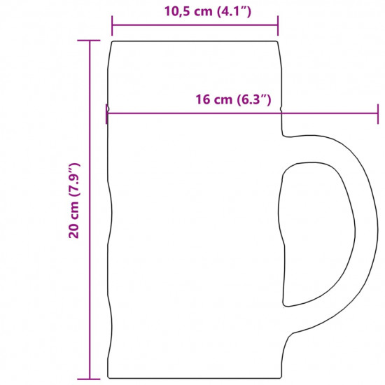 Pivný pohár s uchom sklenený 6 ks 1000 ml