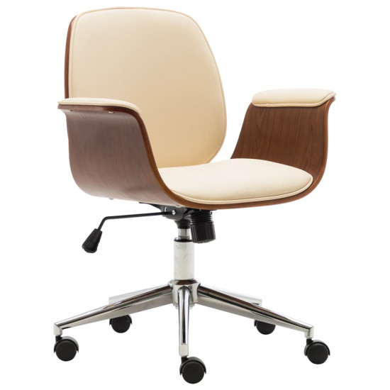Kancelárska stolička krémová ohýbané drevo a umelá koža