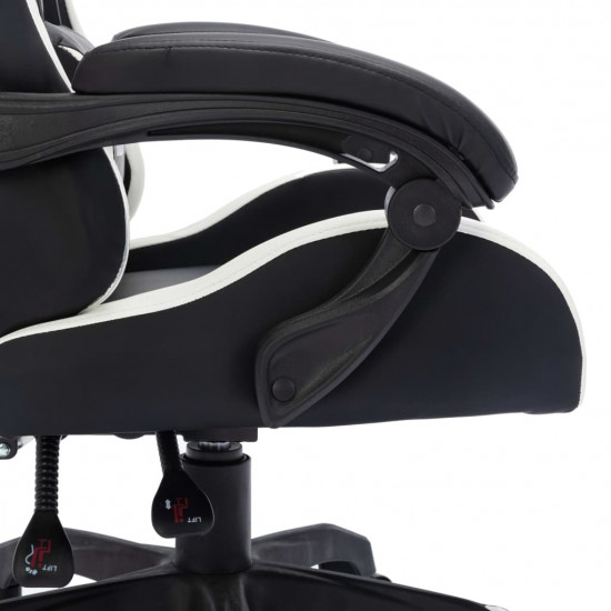 Herná stolička s RGB LED svetlami bielo-čierna umelá koža