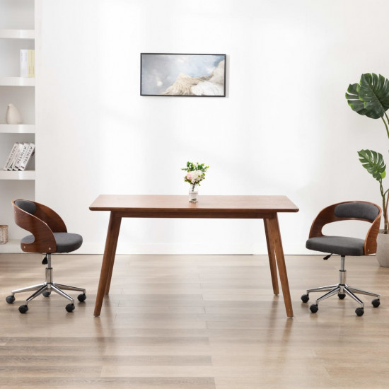 Otočná kancelárska stolička sivá ohýbané drevo a látka