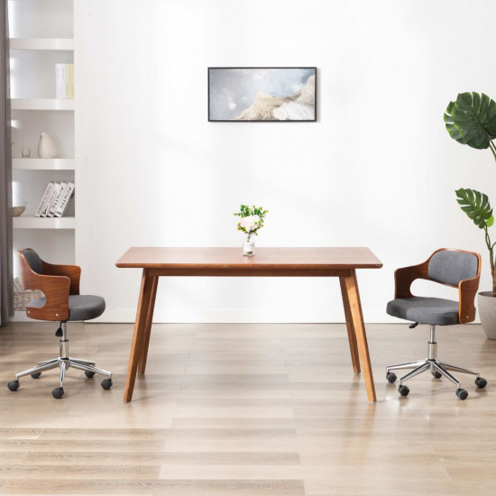 Otočná kancelárska stolička sivá ohýbané drevo a látka