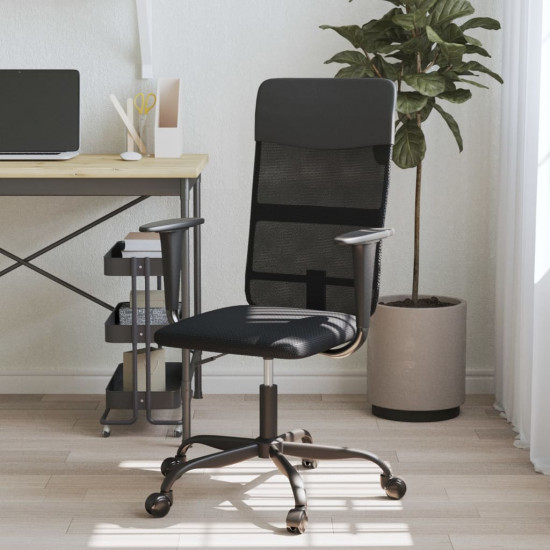 Kancelárska stolička nastaviteľná výška čierna látka+umelá koža
