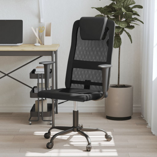 Kancelárska stolička nastaviteľná výška čierna látka+umelá koža