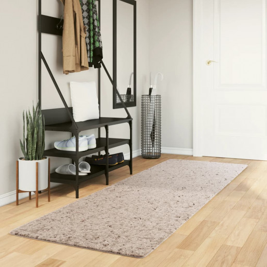 Chlpatý koberec vysoký vlas moderný béžový 80x250 cm