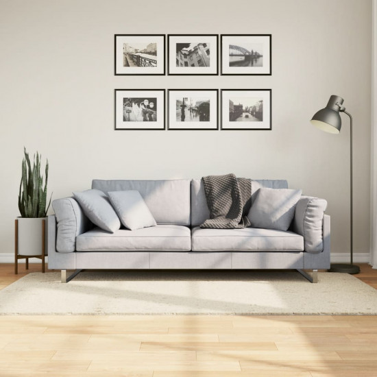 Chlpatý koberec vysoký vlas moderný krémový 80x150 cm