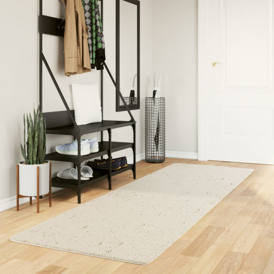 Chlpatý koberec vysoký vlas moderný krémový 80x250 cm