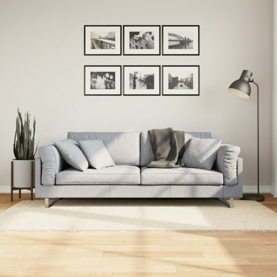 Chlpatý koberec vysoký vlas moderný krémový 120x120 cm