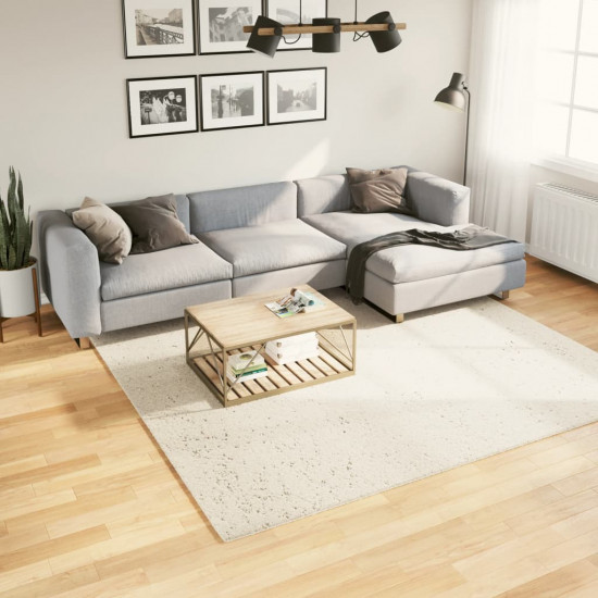 Chlpatý koberec vysoký vlas moderný krémový 240x240 cm