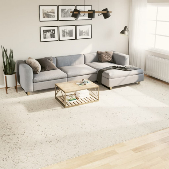 Chlpatý koberec vysoký vlas moderný krémový 300x400 cm