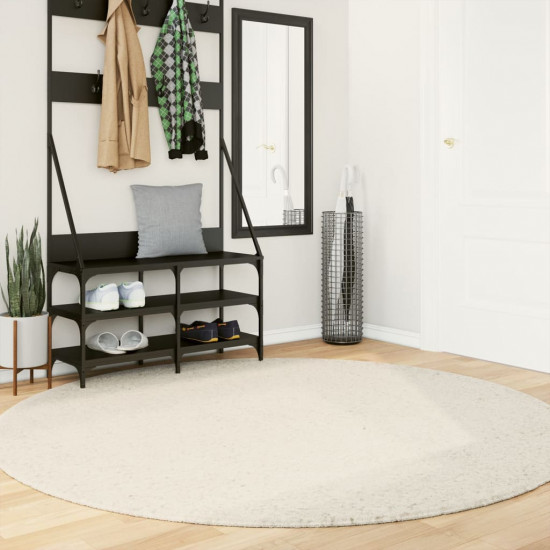Chlpatý koberec vysoký vlas moderný krémový Ø 200 cm