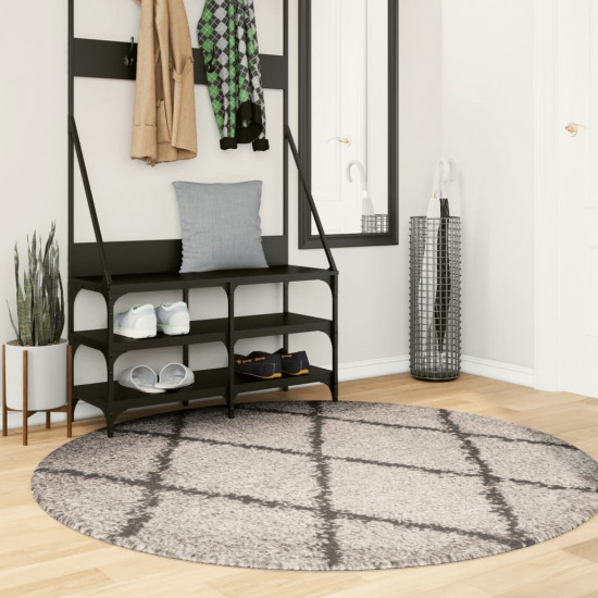 Chlpatý koberec vysoký vlas moderný béžovo-antracitový Ø 160 cm