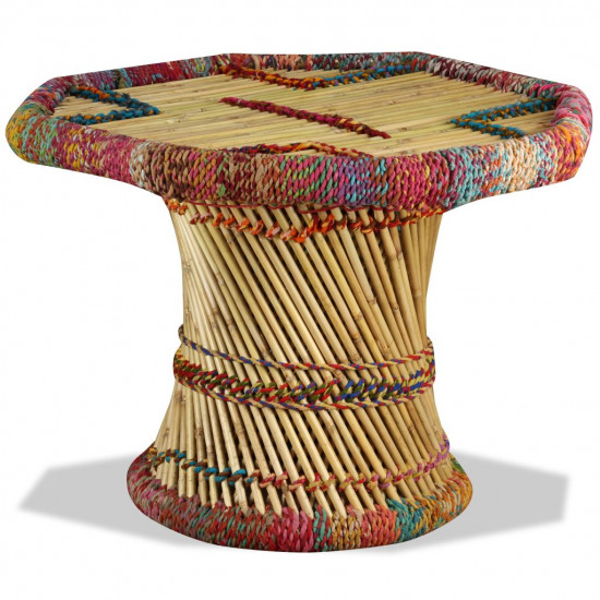 Bambusový konferenčný stolík s chindi detailmi, viacfarebný