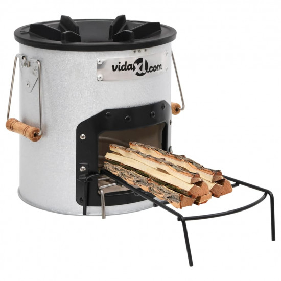 Kempingový varič na drevo strieborný 45x25x26 cm oceľ