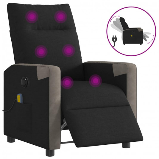 Elektrické masážne kreslo čierne látka