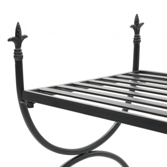 Kovová lavička so starožitným dizajnom 83x42x55 cm čierna