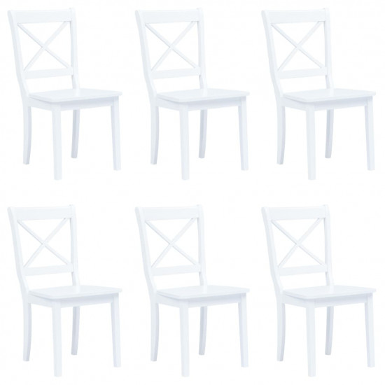 Jedálenské stoličky 6 ks biele masívne kaučukové drevo
