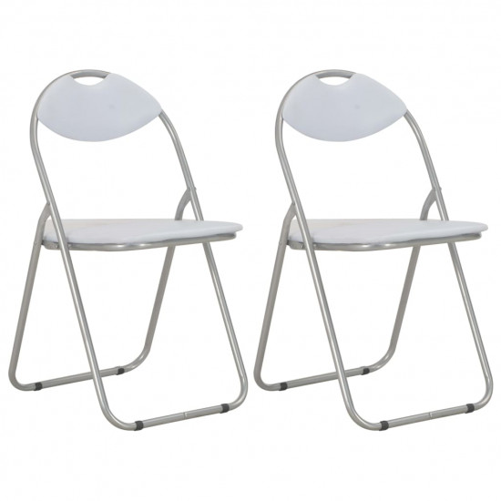 Skladacie jedálenské stoličky 2 ks biele umelá koža