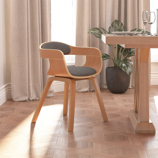 Jedálenská stolička svetlosivá ohýbané drevo a látka