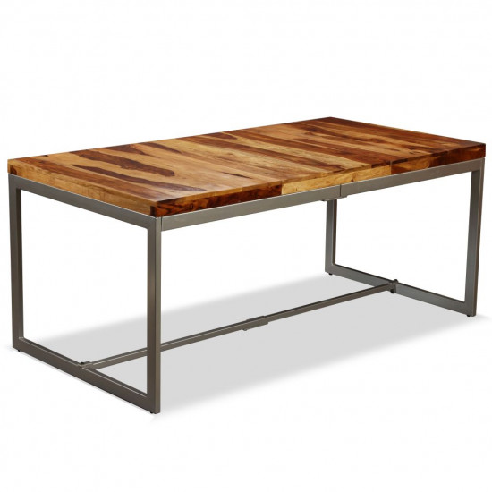 Jedálenský stôl, masívne sheeshamové drevo a oceľ, 180 cm
