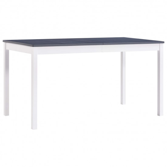 Jedálenský stôl, biely a sivý 140x70x73 cm, borovicové drevo