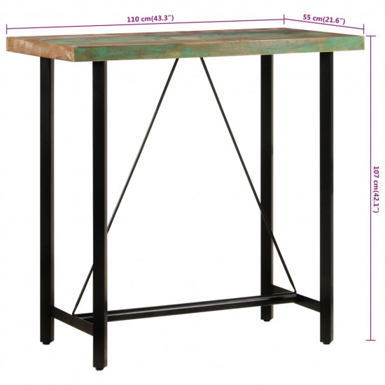 Barový stôl 110x55x107 cm masívne recyklované drevo a železo