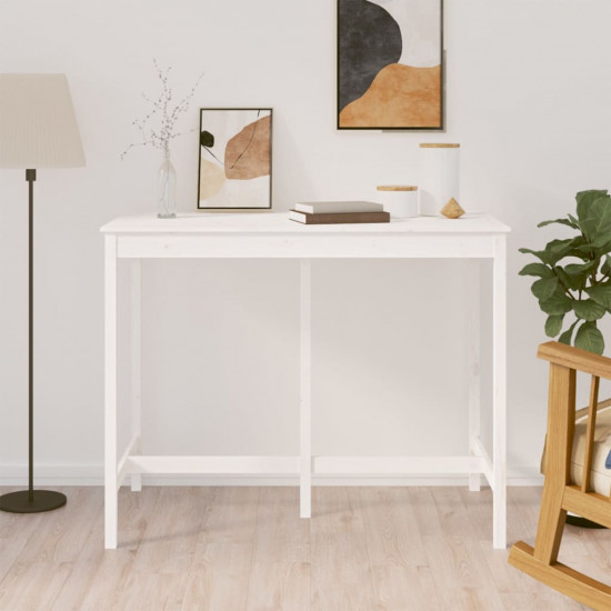 Barový stolík biely 140x80x110 cm borovicový masív