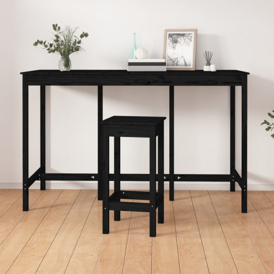 Barový stolík čierny 180x80x110 cm borovicový masív