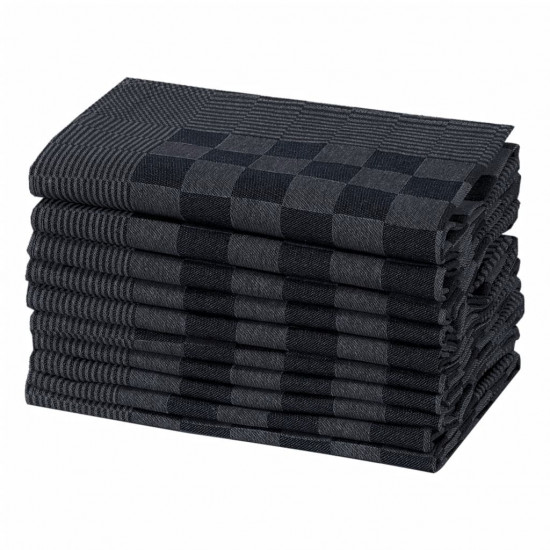 Kuchynské utierky 10 ks čierno-šedé 50x70 cm bavlna