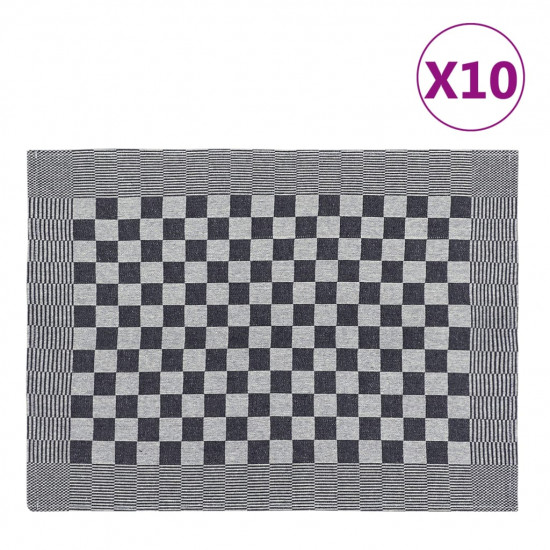 Kuchynské utierky 10 ks čierno-biele 50x70 cm bavlna