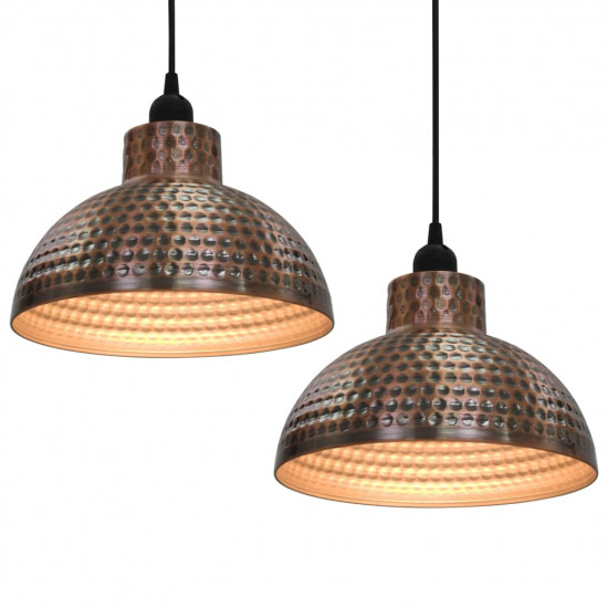Stropné lampy s polkruhovými tienidlami medenej farby 2 ks