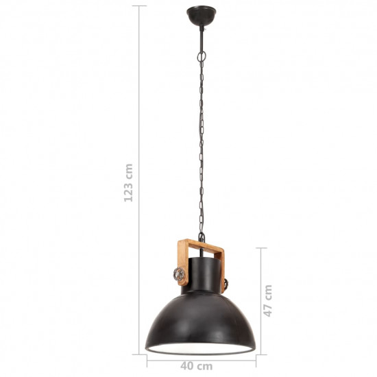 Industriálna závesná lampa 25 W, čierna, okrúhla 40 cm E27