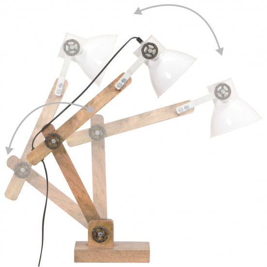 Industriálna stolová lampa biela okrúhla 58x18x90 cm E27