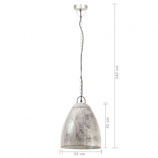 Industriálna závesná lampa 25 W strieborná 32 cm okrúhla E27