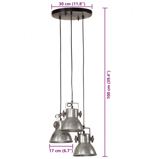 Závesná lampa 25 W starožitná strieborná 30x30x100 E27