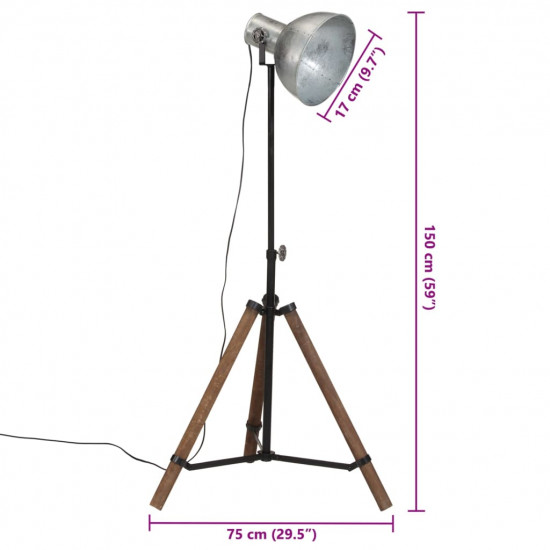 Podlahová lampa 25 W starožitná strieborná 75x75x90-150 cm E27