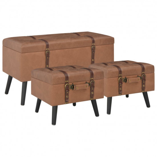 Úložné stoličky 3 ks hnedé umelá koža