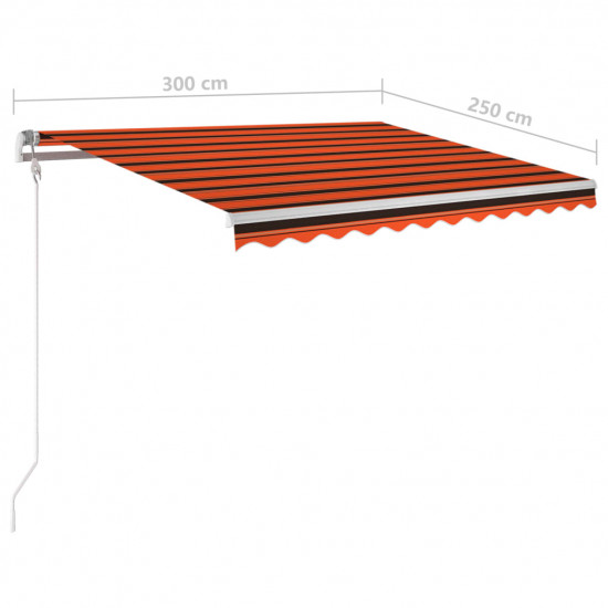 Automatická markíza,LED a senzor vetra 300x250cm,oranžová/hnedá