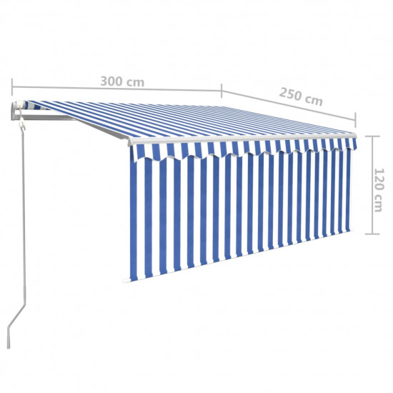 Automatická markíza s tienidlom 3x2,5 m modro-biela