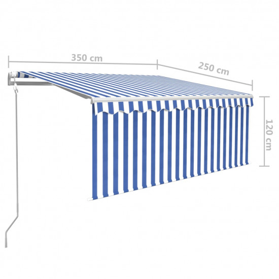 Automatická markíza s tienidlom 3,5x2,5m modro-biela  