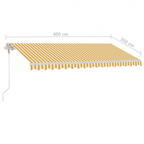 Automatická markíza s LED a senzorom vetra 400x350cm žlto-biela