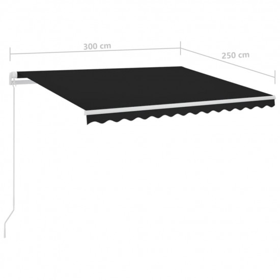 Automatická markíza s LED a senzorom vetra 3x2,5 m antracitová