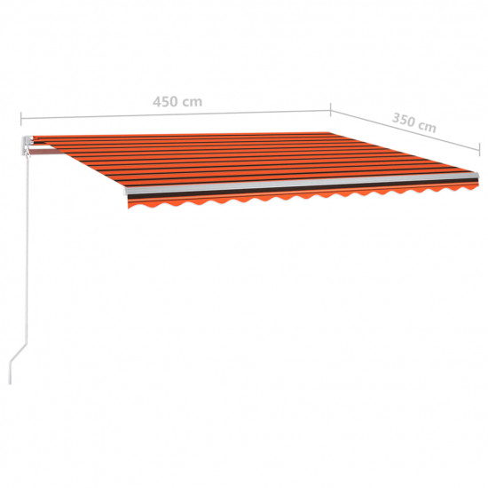 Autom. zaťahovacia markíza so stĺpikmi 4,5x3,5 m oranžovo-hnedá