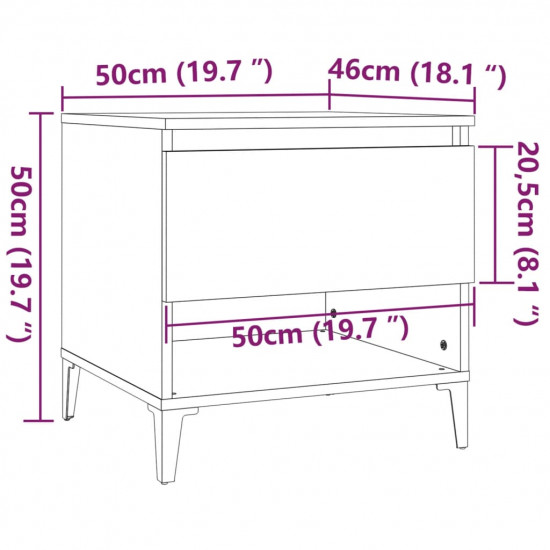Bočné stolíky 2 ks biele 50x46x50 cm spracované drevo